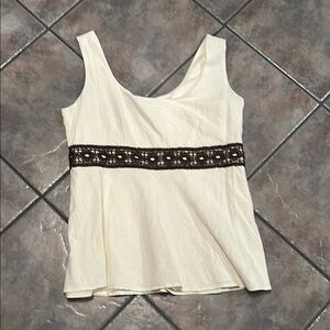 LOFT Cream Embellished Tank Top